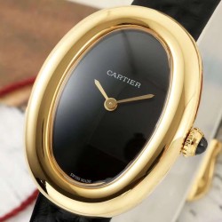 Cartier-Baignoire Ladies 31mm YG/LE Black Dial AF Quartz