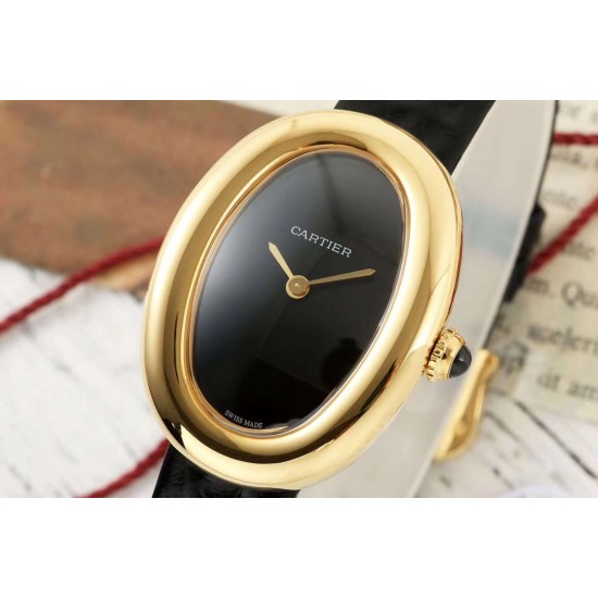 Cartier-Baignoire Ladies 31mm YG/LE Black Dial AF Quartz