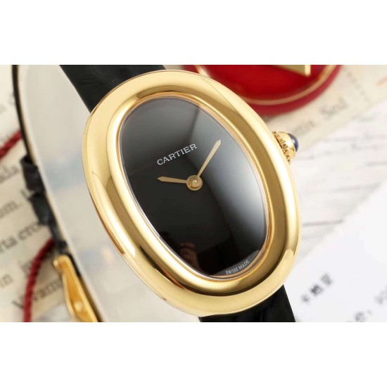 Cartier-Baignoire Ladies 31mm YG/LE Black Dial AF Quartz