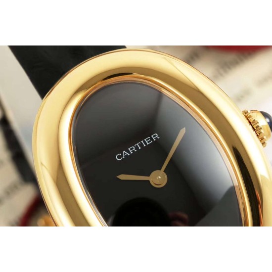 Cartier-Baignoire Ladies 31mm YG/LE Black Dial AF Quartz