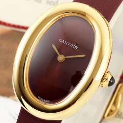 Cartier-Baignoire Ladies 31mm YG/LE Red Dial AF Quartz