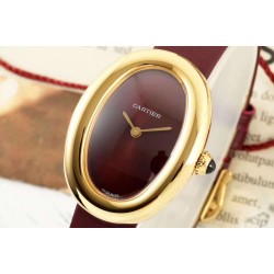 Cartier-Baignoire Ladies 31mm YG/LE Red Dial AF Quartz