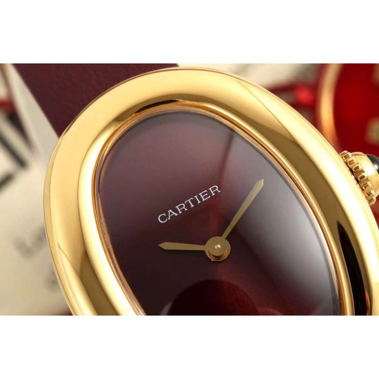 Cartier-Baignoire Ladies 31mm YG/LE Red Dial AF Quartz