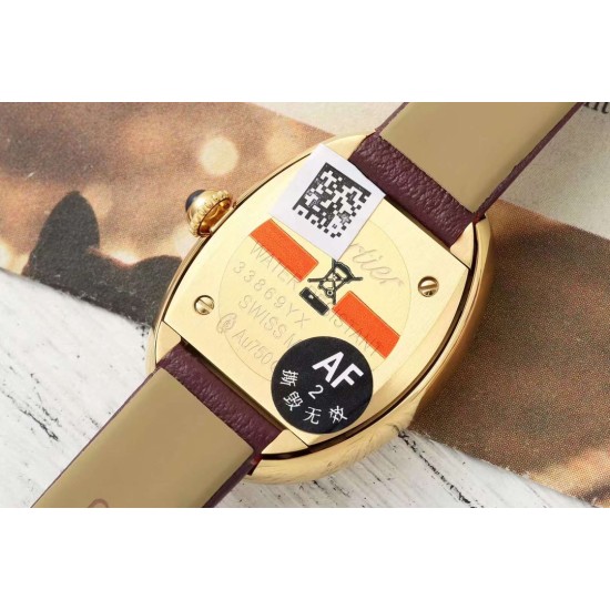 Cartier-Baignoire Ladies 31mm YG/LE Red Dial AF Quartz