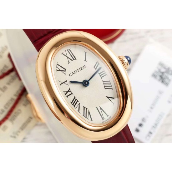Cartier-Baignoire Ladies 31mm Red RG/LE White Dial AF Quartz