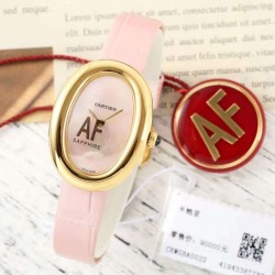 Cartier-Baignoire Ladies 31mm YG/LE Pink Mop Dial AF Quartz