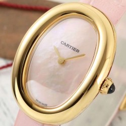 Cartier-Baignoire Ladies 31mm YG/LE Pink Mop Dial AF Quartz