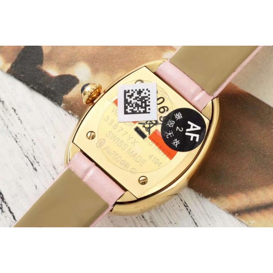 Cartier-Baignoire Ladies 31mm YG/LE Pink Mop Dial AF Quartz