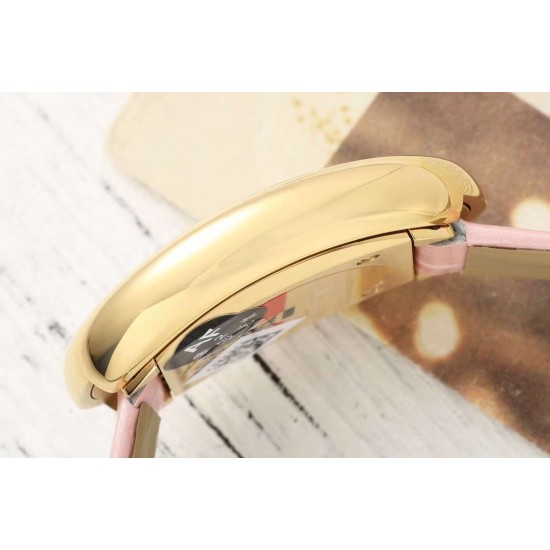 Cartier-Baignoire Ladies 31mm YG/LE Pink Mop Dial AF Quartz