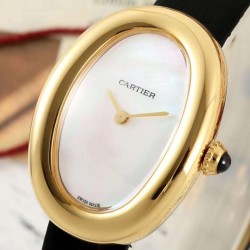 Cartier-Baignoire Ladies 31mm YG/LE Mop Dial AF Quartz