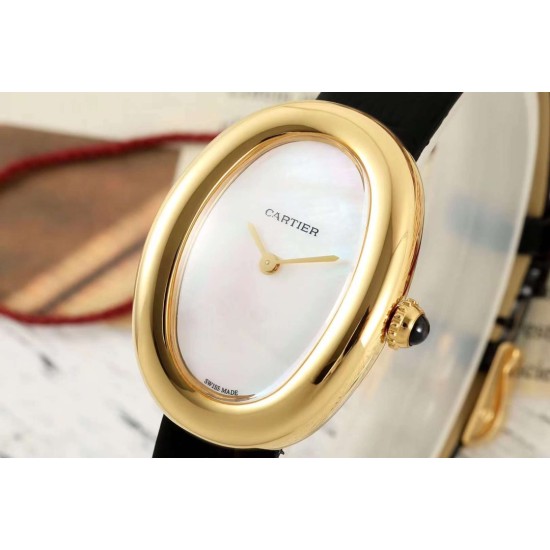 Cartier-Baignoire Ladies 31mm YG/LE Mop Dial AF Quartz