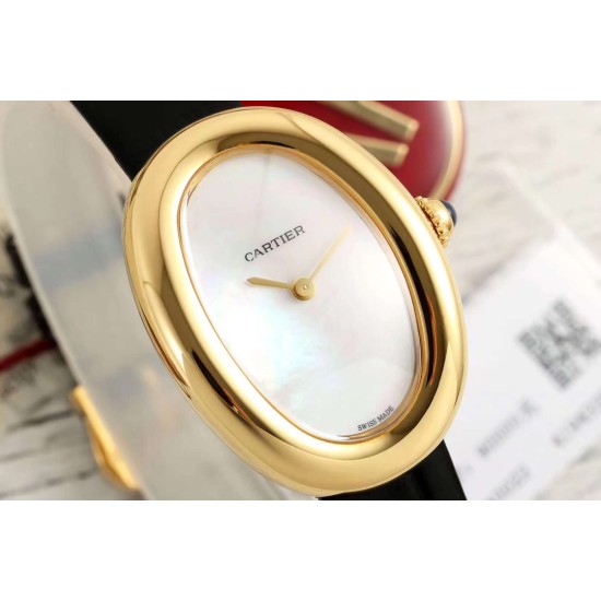 Cartier-Baignoire Ladies 31mm YG/LE Mop Dial AF Quartz