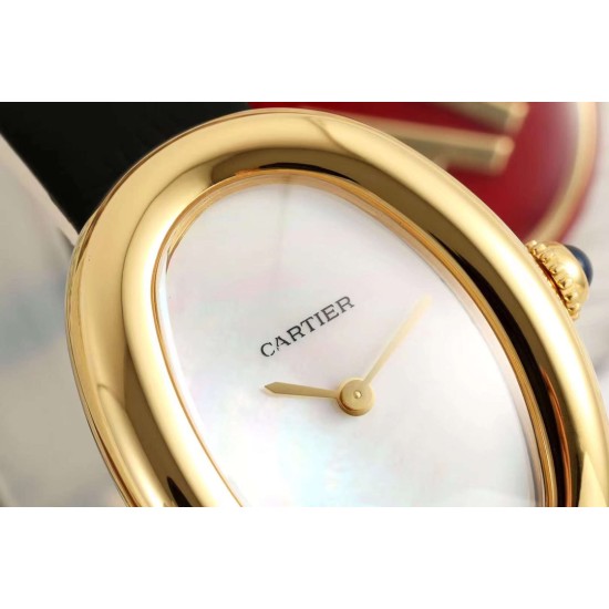 Cartier-Baignoire Ladies 31mm YG/LE Mop Dial AF Quartz