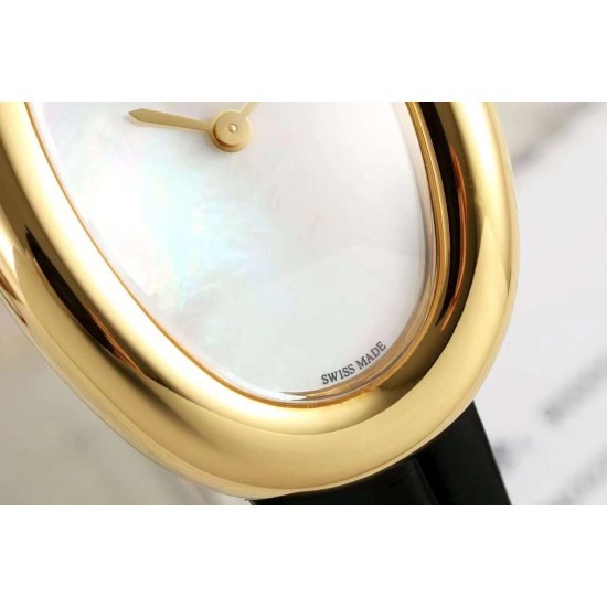 Cartier-Baignoire Ladies 31mm YG/LE Mop Dial AF Quartz