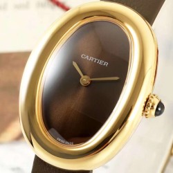 Cartier-Baignoire Ladies 31mm YG/LE Brown Dial AF Quartz