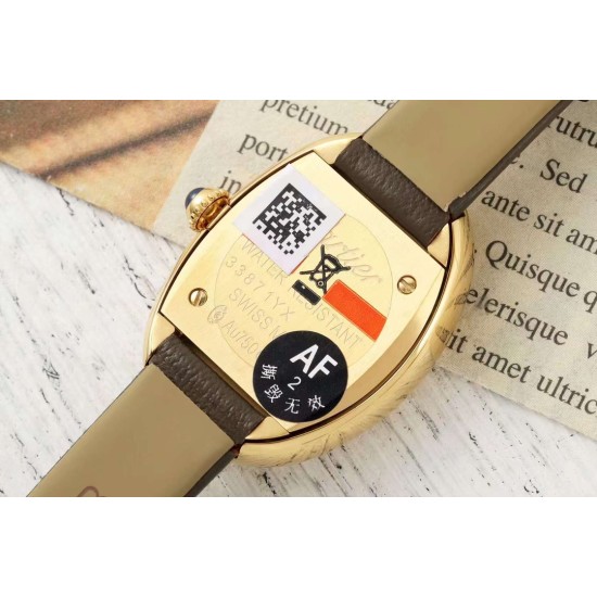 Cartier-Baignoire Ladies 31mm YG/LE Brown Dial AF Quartz