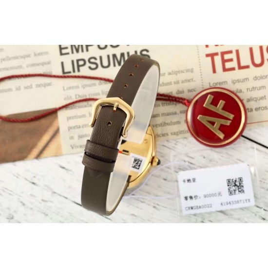 Cartier-Baignoire Ladies 31mm YG/LE Brown Dial AF Quartz