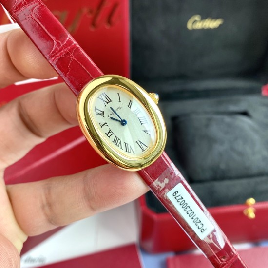 Cartier-Baignoire Ladies 31mm Red YG/LE White Dial AF Quartz