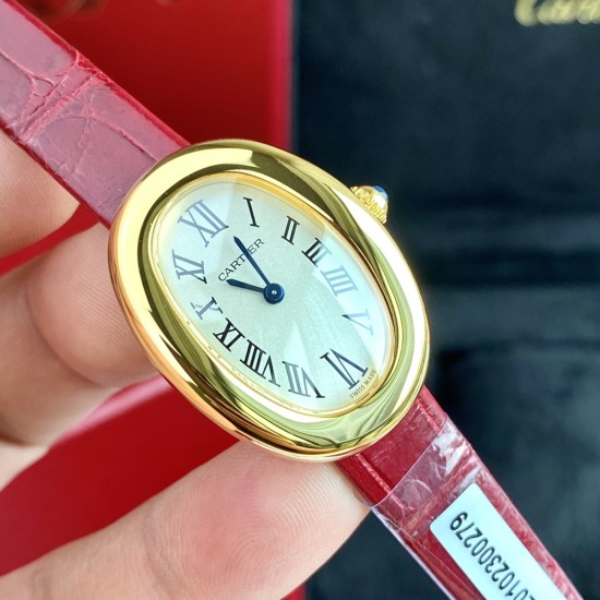 Cartier-Baignoire Ladies 31mm Red YG/LE White Dial AF Quartz