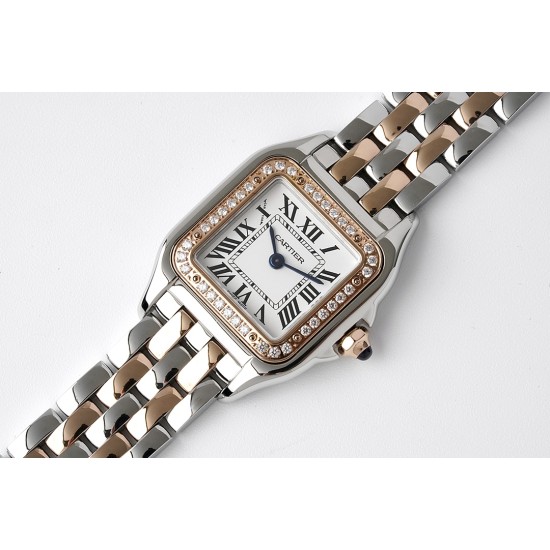 Cartier-Panthere Secrete De Ladies 22mm Dia RG/SS White Dial BVF Quartz