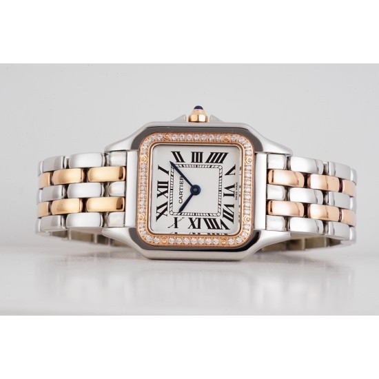 Cartier-Panthere Secrete De Ladies Dia 27mm RG/SS White AF Quartz