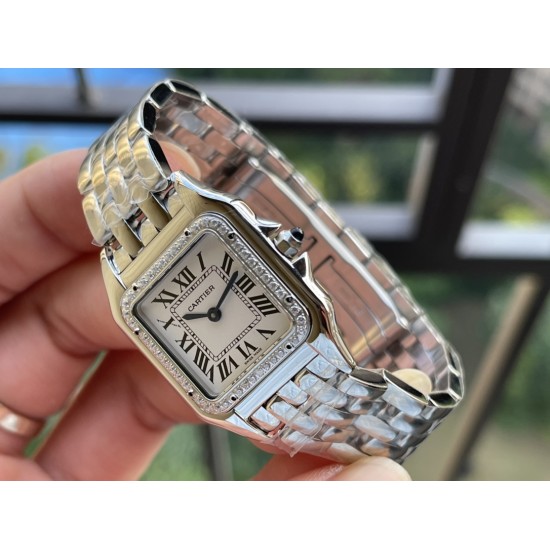 Cartier-Panthere Secrete De Ladies Dial 27mm SS/SS White AF Quartz