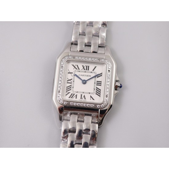 Cartier-Panthere Secrete De Ladies 27mm Dia SS/SS White Dial 8848F Swiss Qtz