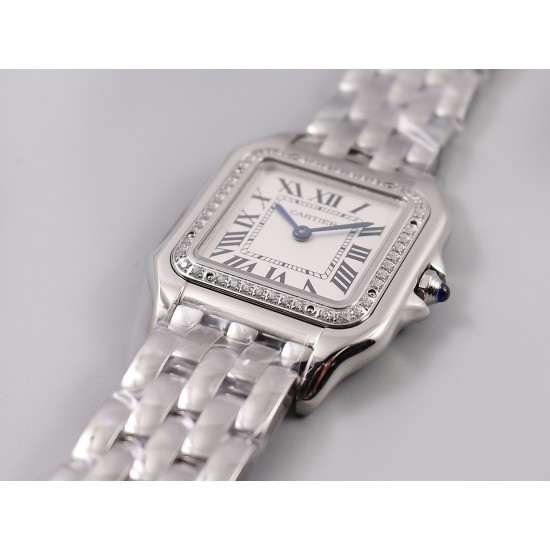 Cartier-Panthere Secrete De Ladies 27mm Dia SS/SS White Dial 8848F Swiss Qtz