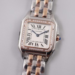 Cartier-Panthere Secrete De Ladies 27mm Dia RG/SS White Dial 8848F Swiss Qtz