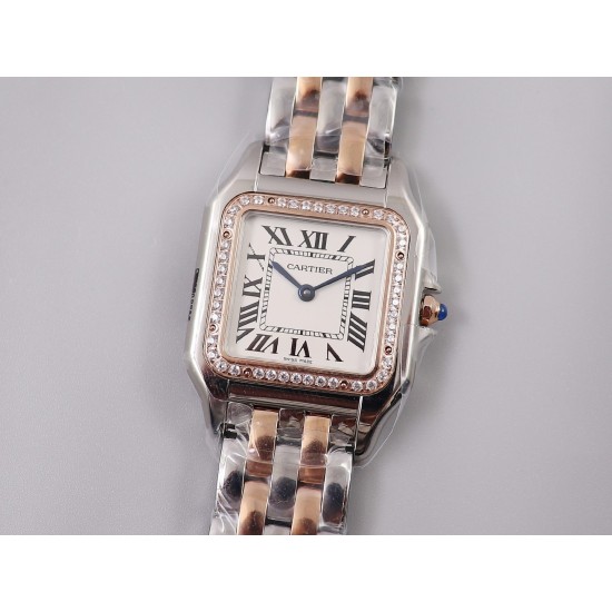 Cartier-Panthere Secrete De Ladies 27mm Dia RG/SS White Dial 8848F Swiss Qtz