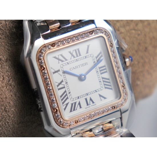 Cartier-Panthere Secrete De Ladies 27mm Dia RG/SS White Dial 8848F Swiss Qtz