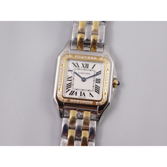 Cartier-Panthere Secrete De Ladies 27mm Dia YG/SS White Dial 8848F Swiss Qtz