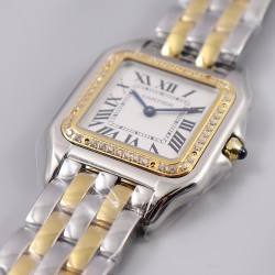 Cartier-Panthere Secrete De Ladies 27mm Dia YG/SS White Dial 8848F Swiss Qtz