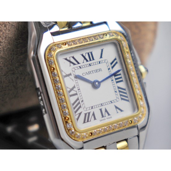 Cartier-Panthere Secrete De Ladies 27mm Dia YG/SS White Dial 8848F Swiss Qtz