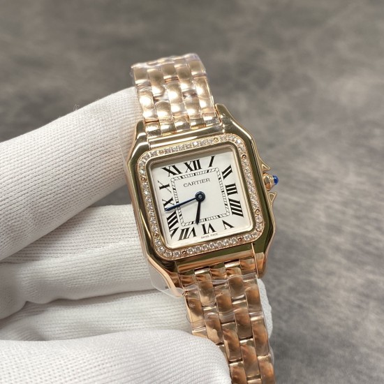 Cartier-Panthere Secrete De Ladies Small 22mm Dia RG/RG White AF Quartz