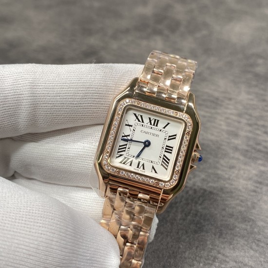 Cartier-Panthere Secrete De Ladies Small 22mm Dia RG/RG White AF Quartz