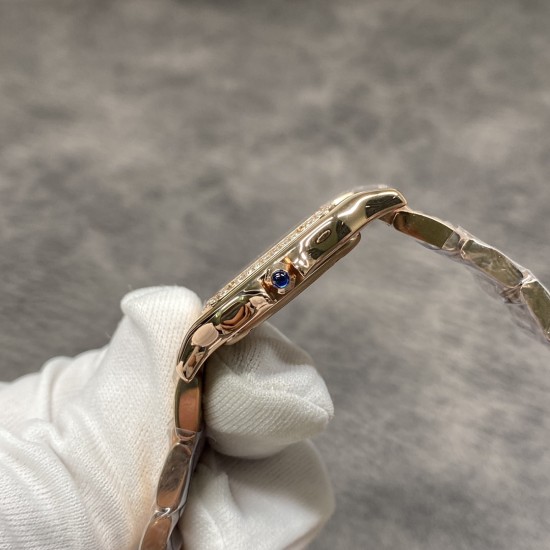 Cartier-Panthere Secrete De Ladies Small 22mm Dia RG/RG White AF Quartz