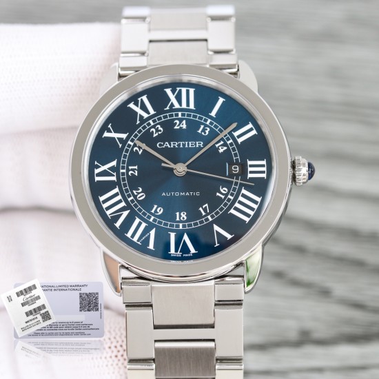 Cartier-Ronde Solo Date 42mm SS/SS Blue Dial AF MY9015
