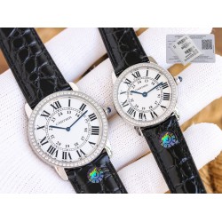 Cartier-Ronde Solo Date 30mm/36mm Diamonds SS/LE White Dial 3WF MY9015