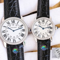 Cartier-Ronde Solo Date 30mm/36mm Diamonds SS/LE White Dial 3WF MY9015