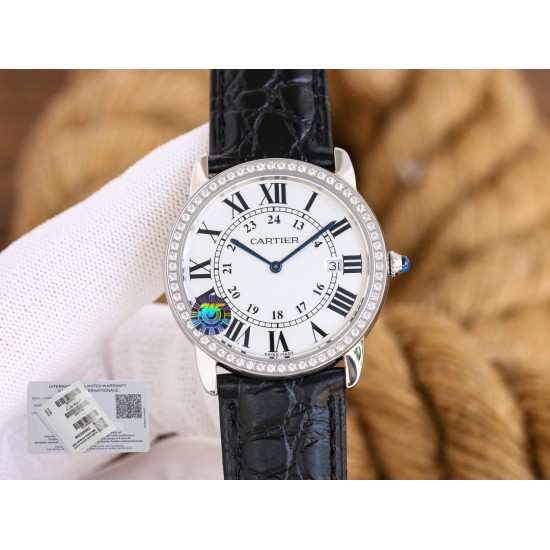 Cartier-Ronde Solo Date 30mm/36mm Diamonds SS/LE White Dial 3WF MY9015