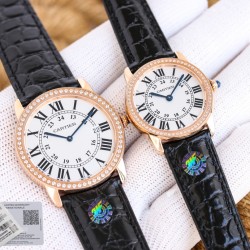 Cartier-Ronde Solo Date 30mm/36mm Dimaonds RG/LE White Dial 3WF MY9015