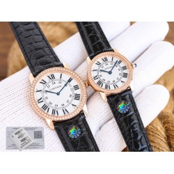 Cartier-Ronde Solo Date 30mm/36mm Dimaonds RG/LE White Dial 3WF MY9015