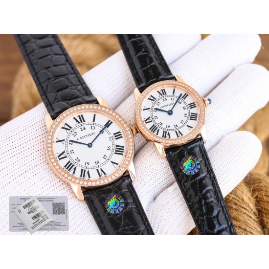 Cartier-Ronde Solo Date 30mm/36mm RG/LE White Dial 3WF MY9015