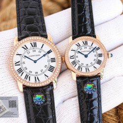 Cartier-Ronde Solo Date 30mm/36mm Dimaonds RG/LE White Dial 3WF MY9015