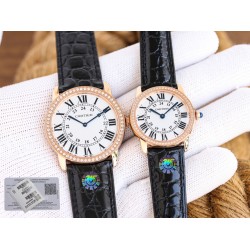 Cartier-Ronde Solo Date 30mm/36mm Dimaonds RG/LE White Dial 3WF MY9015