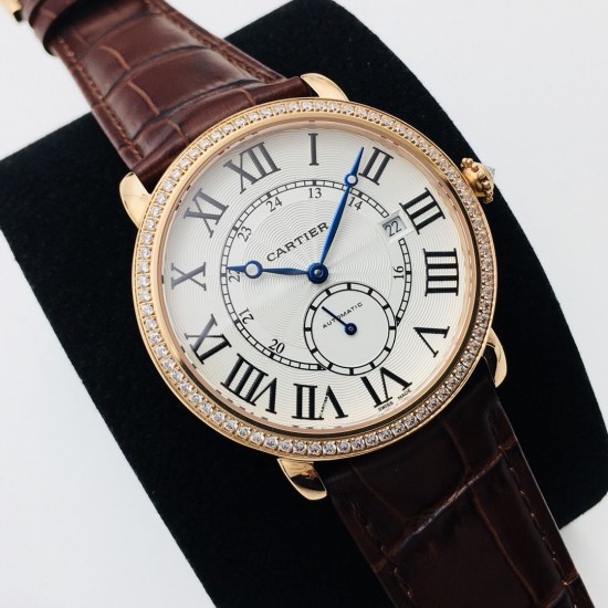 Cartier-Ronde Louis 40mm Diamonds RG/LE White Dial RMN EGF 1904-PS