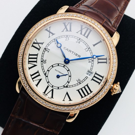 Cartier-Ronde Louis 40mm Diamonds RG/LE White Dial RMN EGF 1904-PS