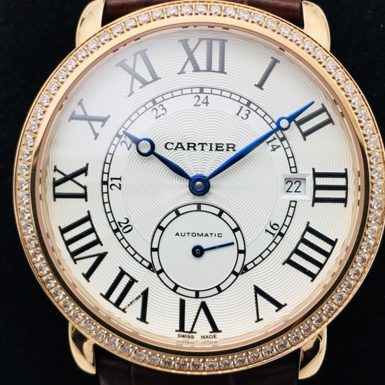 Cartier-Ronde Louis 40mm Diamonds RG/LE White Dial RMN EGF 1904-PS