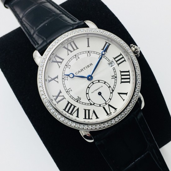 Cartier-Ronde Louis 40mm Diamonds SS/LE White Dial RMN EGF 1904-PS